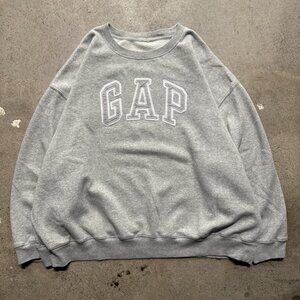 Gap Logo Sweatshirt Mens XL/2XL Gray Fleece Crewneck Pullover Casual Comfort